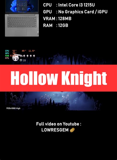 Hollow Knight Gameplay on Low-End PCs Without a Graphics Card