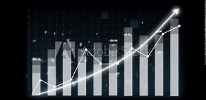Business graph with falling down arrow. stock exchange market trading diagram