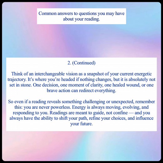 Hello everyone! Blessings to you and yours — today and always! ✨ Many of you have experienced a Tarot or Oracle reading before, and sometimes you may have questions for the reader. Well, I’ve answered three of the most commonly asked questions about Tarot and Oracle readings — and I hope it helps bring you a little more clarity and understanding about the process! If you still have questions about readings, I’d love to hear them! Feel free to drop them in the comments below or send me a personal