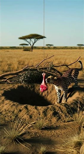 Leopard Stands at the Edge of Danger 🐆#trap #wildlife #viral