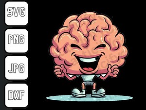 Retro Brain Cartoon Character Clipart SVG PNG JPG | Mental Health Design for T-shirts, Mugs, Stickers, Tote Bags, Wall Art - Commercial Use - Etsy Australia