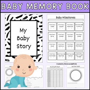 Baby Memory Book. Babys First Year. Baby Scrapbook. Baby Journal. Maternity Gift