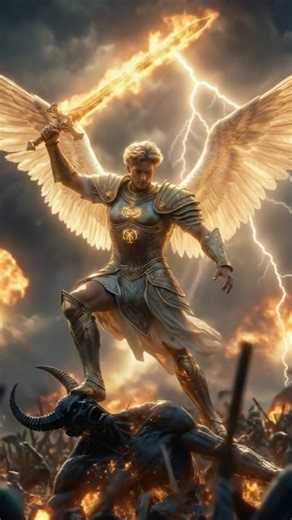 Archangel Michael vs Satan The Heavenly War #archangels #angel #aiart