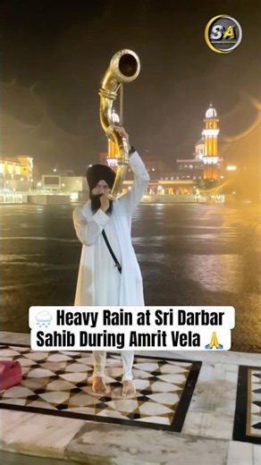 Heavy Rain at Sri Darbar Sahib During Amrit Vela 🌧️🙏 | Divine Morning Darshan #shorts
