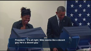 'Don't touch my girl' voter jokes with Obama