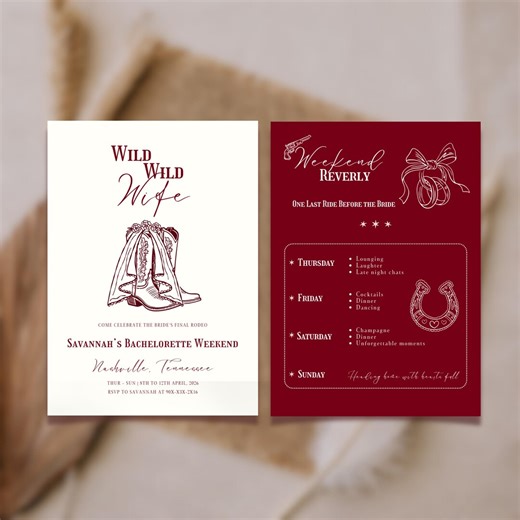 Wild Wild Wife Invitation Template, Western Bachelorette Weekend Itinerary, Editable Last Rodeo Canva Template, Wedding Template (digital) - Etsy