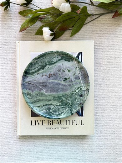 Round Green Marble Coffee Table Tray , Jewelry Trinket Tray ,round Catchall ,dual-sided Use, Perfume Candle Tray ,home Decor, 7.8in Diam - Etsy