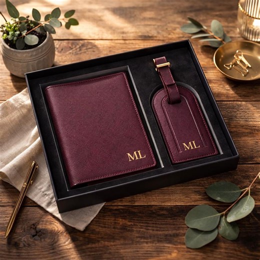 Personalized PU Saffiano Leather Passport Holder & Luggage Tag Set - Etsy