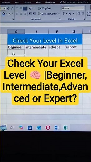 Check Your Excel Level 🧠 | Beginner, Intermediate,Advanced Expert? #msword #shorts #tips & #tricks