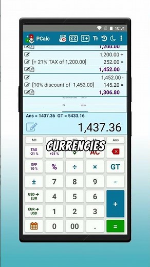 PCalc - The best Android calculator for sellers, print your receipts or send them via WhatsApp