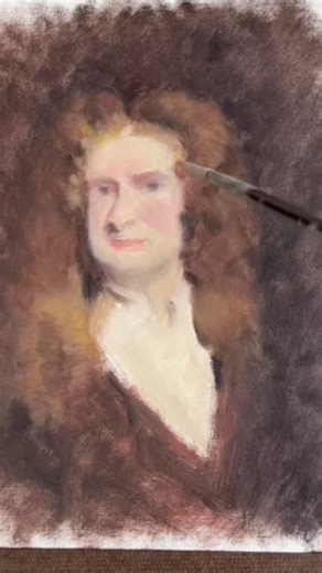 Isaac Newton Portrait painting. It took 1 hour to make. #isaacnewton #oilpainting #portraitpainting