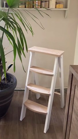 Wood Step Ladder White & Natural | Folding Kitchen Stool | Compact Wood Step Ladder | Wooden Kitchen Step Ladder | Kitchen Helper - Etsy