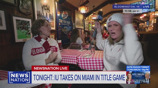 The Indiana Hoosiers are set to take on the Miami Hurricanes on Monday night for the College Football Playoff title game. NewsNation's Marni Hughes is in Bloomington where fans are gearing up to watch the big game. Hughes speaks with Mayor Kerry Thomson, who kicks off a chant at a local bar and Hoosiers fans join in. "The whole town is alive," Thomson says. #IndianaUniversity #Hoosiers #football | NewsNation