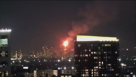 Pemex Deer Park refinery flaring visible for miles