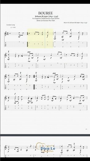 Bouree - Johann Krieger (1651-1735) Guitar Arrangement