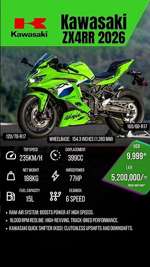 2026 Kawasaki Ninja ZX-4RR — High-revving inline-four perfection. #Kawasaki #ZX4RR #Ninja #japanese