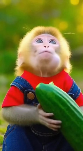 yummy cucumber #monkey #funny #funnyvideos #petlover #laugh