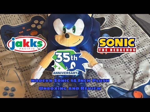 Jakks Pacific Sonic the Hedgehog 35th Anniversary Modern Sonic 14 Inch Plush Unboxing And Review!!