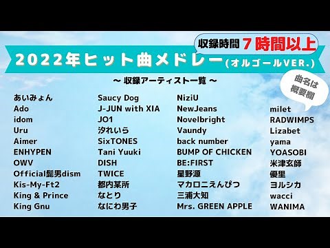 【2022年】ヒット曲メドレー【オルゴールver.】7時間半収録（作業用BGM）