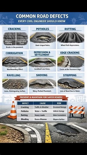 “Types of Road Defects | Cracking, Rutting, Potholes Explained”