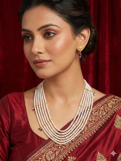 Traditional Multi-strand Pearl Necklace Set With Matching Earrings – Red, White & Green Accents - Etsy