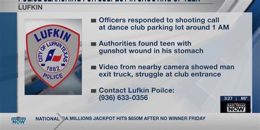 Teen hospitalized, police searching for suspect after shooting in Lufkin