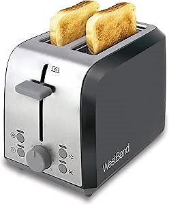 West Bend 78823 2 Slice Toaster with Extra Wide Slots, Bagel Settings, Ultimate Toast Lift & Removable Crumb Tray, 2-Slice, Silver