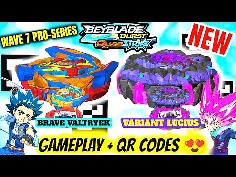 PRO SERIES VARAENT LUCIUS + BRAVE VALTRYEK | GAMEPLAY and ORIGINAL QR CODES | BEYBLADE BURST APP