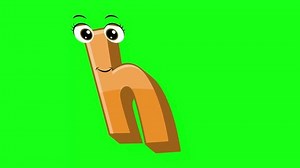 Cartoon style letter h 2d animation with green screen background, h alphabet dancing letters for little kids