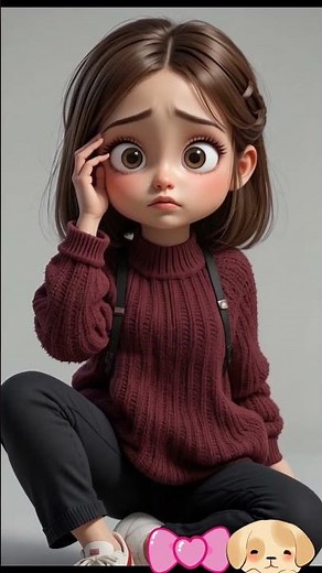 Chubby Cartoon Girl’s Frustrated Moment – Playful & Expressive Anime Art!