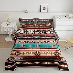 Aztec Quilt Ethnic Tribal Arrow Comforter Set,Retro Southwest Native Bohemian Bedding Set Full,Western Star Geometric Sriped Duvet Insert African Tribe Exotic Nordic Style Boho Decor,Warm Taupe