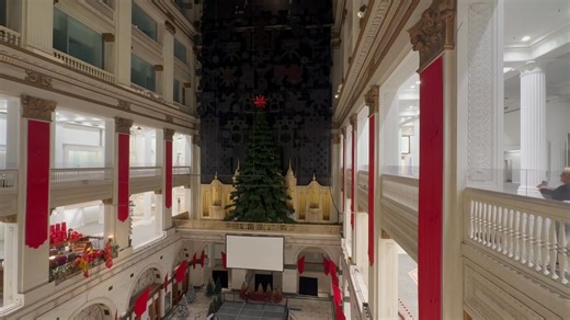 Peter Richard Conte assistant Luke Staisiunas bringing Joy to the World at Saturday's Light Show Volunteer Day! Special thanks to all the volunteers!!! | Wanamakerorgan.com