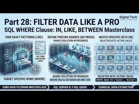 Master the SQL WHERE Clause: IN, LIKE, BETWEEN & More | DBMS Tutorials | Learn SQL Server | Part 28