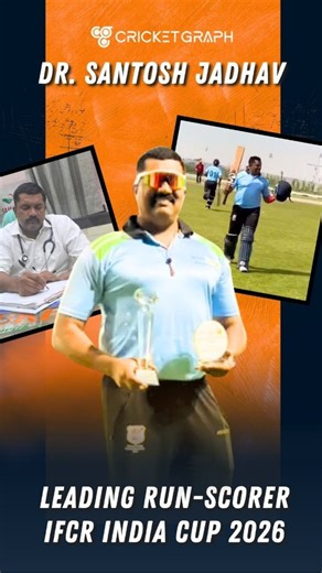 @santoshjadhav8507 shines at the IFCR India Cup 2026, Dubai 🇦🇪🔥 In a unique 100-ball tournament (40 age group) with 24 state teams, where players must retire at 30 runs or 20 balls… he still made an impact scoring 122 runs in 4 matches becoming the leading run-scorer in the tournament and remaining NOT OUT every single time! 💪🏏 Class has no age limit. #santoshjadhav #dubaicricket #ifcrindia | CricketGraph