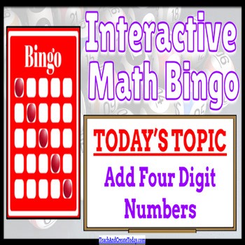THANKSGIVING SALE 4th Grade Math Bingo Game Add Four Digit Numbers Activity 2