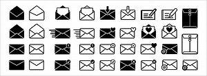 Message mail icon vector set. E-mail envelope icon illustration pack....