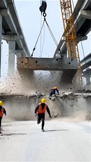Gigantic Precast Bridge Segment Falls Hard During Lift | Highway Construction Collapse #fail #shorts
