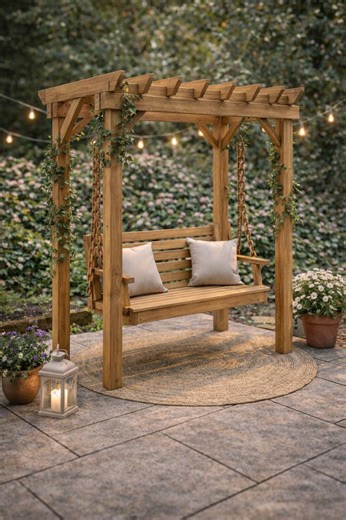 Pergola Style Garden Swing Plans PDF | DIY Wooden Patio Swing With Frame - Etsy