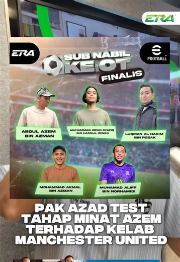 Pak Azad test tahap minat Azem terhadap kelab Manchester United!! Azem merupakan salah seorang TOP 5 Sub Nabil ke Old Trafford yang Nabil pilih sendiri! Korang kena dengar slogan kreatif dan beli jiwa dia 🫶🏻 #ERARadioNo1PalingLegit #3PAGIERA