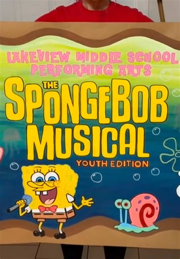SpongeBob Banner #bannerartist #spongebob #spongebobmusical #paintedbanner #LMSPA