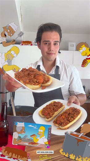 Hot Dog con Chili de Homero Simpson 🌭 ¿te animas a probarlo?😋 #thesimpsons #simpsons #lossimpsons #homero #homer #chilidog #chili #hotdog #food #foryou #parati #foodporn #fyp #reels #recetas #cocina #viral #disney | Paco Monroy Avilès