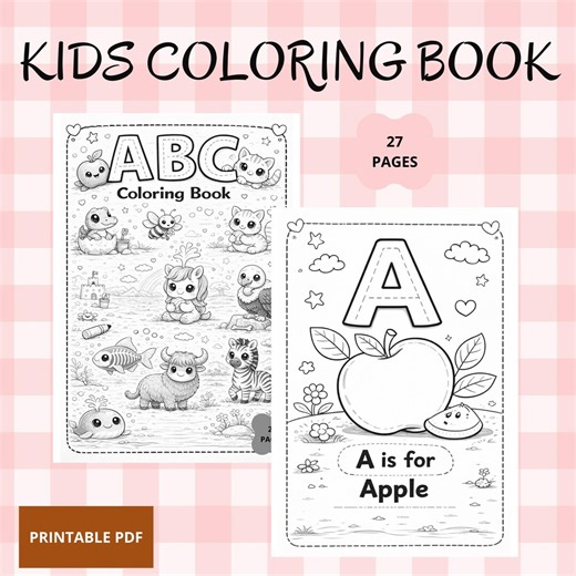 ABC Alphabet Coloring Pages for Kids. ABC Book Activity | 26 Printable Letters A–Z | Easy Coloring Sheets for Preschool & Kindergarten - Etsy