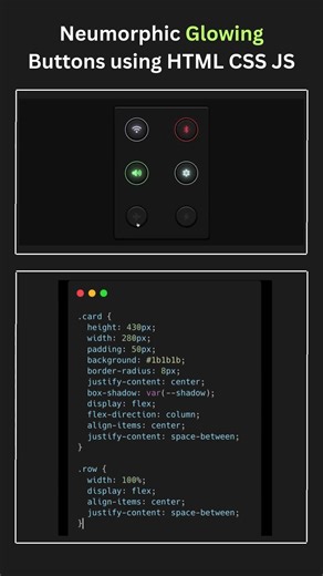 Neumorphic Glowing Buttons using html css js
