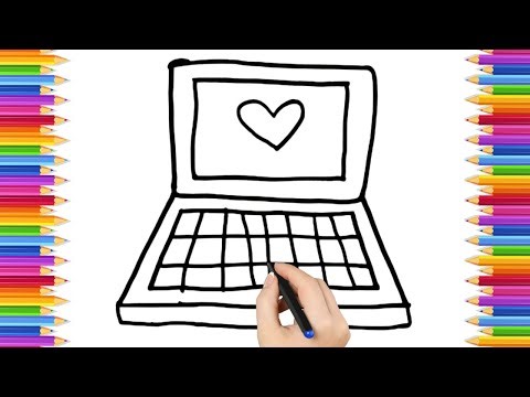 How To Draw cute Laptop Drawing, Painting & Coloring For Kids and Toddlers_ Child Art 🐋🌈🎨