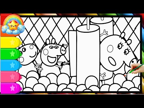 Peppa Pig play with Mummy Pig in playground | Peppa Pig coloring book | Peppa Pig Coloring