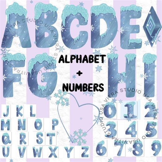 Alphabet PNG, Ice Letters and Numbers Clipart, Winter Wonderland Birthday Decor, Sparkle Snow Font for Sublimation, Digital V374 - Etsy