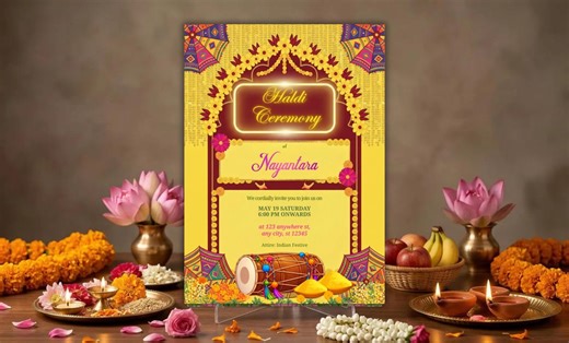 Haldi Ceremony Invite Template, Indian Pre Wedding Ceremony Invitation, Canva Digital Download - Etsy