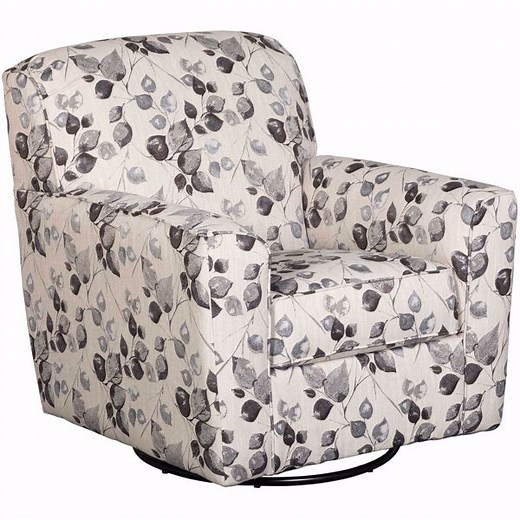 Abney Platinum Leaves Swivel Accent Chair