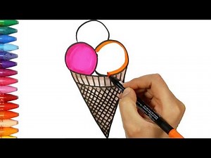 Wie zeichnet man Eis | Wie man Eis zieht | Färbung Eis 🍦 | Zeichnen und Ausmalen für Kinder