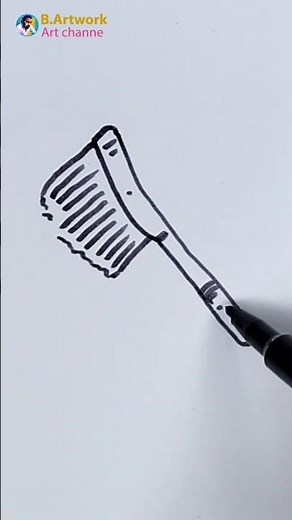 How to Draw a Dusting Brush 🧹 | Easy Cleaning Brush Drawing #drawing #B.artwork
